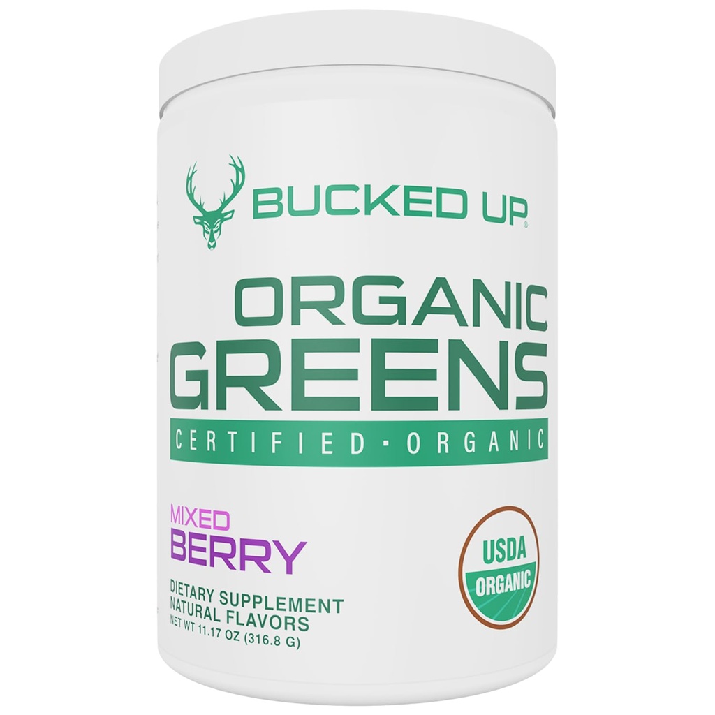 Greens Superfood Powder Mixed Berry- 124; 8 Mest essentielle Mixed Green - 124; Certified 100% Organic - 124; Chlorella, Spinach, Kale, Spirulina, Alfalfa, Broccoli, Hvedegræs, & Barley Grass; 30 SERV - 124; 11.17 OZ