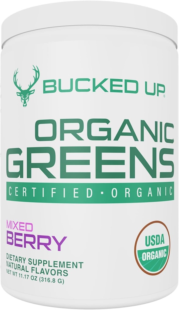 Greens Superfood Powder Mixed Berry- 124; 8 Mest essentielle Mixed Green - 124; Certified 100% Organic - 124; Chlorella, Spinach, Kale, Spirulina, Alfalfa, Broccoli, Hvedegræs, & Barley Grass; 30 SERV - 124; 11.17 OZ