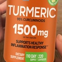 Turmeric 1500 mg Capsules with 95% Curcuminoids, Ginger & Black Pepper Extract (220 Count, Value Pack) High Absorption for Daily Mobility & Comfort, Non-GMO, Gluten-Free, Vegan-Friendly