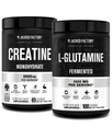 Jacked Factory Creatine Monohydrate Powder 425g, 85 SV & L-Glutamine Supplement 500g, 100 SV - No Artficial Fillers, Unflavored