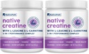 NativePath Creatinine monohydrat pulver med L- Leucin & L- Carnitin - muskeltræning supplement til mænd og kvinder - 30 Servering (pakke med 2)