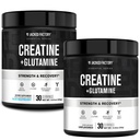 Jacked Factory Creatine + Glutamine - Creatine Supplement with L-Glutamine for Muscle Recovery, Muscle Growth, Increased Strength (30 Servings, Unflavored & 30 Servings, Blue Raspberry)