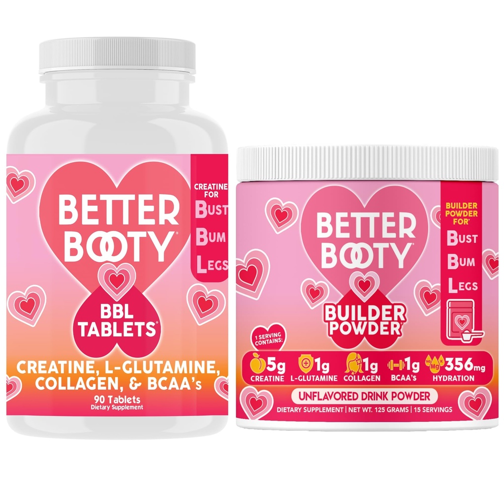 Angry Supplements Women's Creatine Monohydrate BBL Tablets 90ct and Builder Powder 125g, Creatine Complex for Women Combo