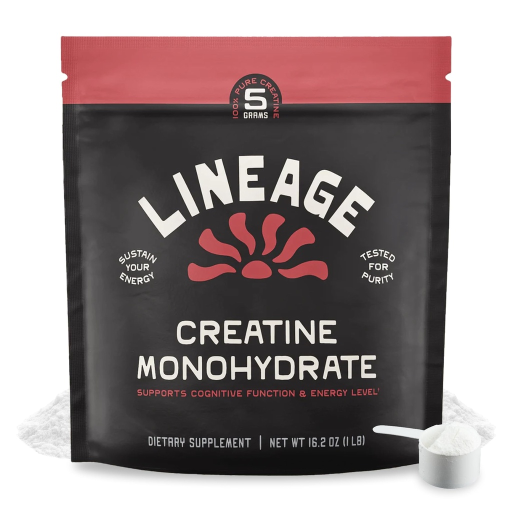 Lineage Bestemmelser Mikroniseret Creatin monohydrat med havsalt - Mikroniseret Creatin Powder til uddannelse & ydeevne - Ingen kunstige ingredienser - 90 Servering