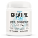 Orgain Mikroniseret Creatin monohydrat Lean Muskelpulver med Metabolisme Blend, Unflavored, 50 Servere, Understøtter Muskel Styrke og hjerne sundhed, Ingen Dairy eller Soy, Gluten Free, Vegan