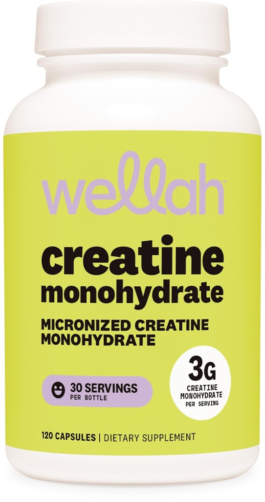 Wellah Creatin monohydrat kapsler (3000 mg) 120 kapsler - Mikroniseret Creatin, 30 Servere