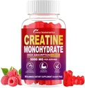 Creatine Monohydrate Gummies Infused with 5g Creatine for Men and Women, Chewable Creatine Monohydrate for Muscle Strength, Muscle Builder, Energy Boost, Pre-Workout Supplement- 90 Raspberry Gummies