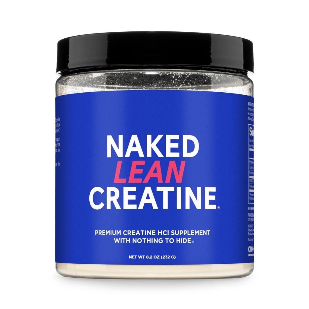 NAKED Lean Creatine HCl Powder, 100 Servings - Con-Cret Creatine Hydrochloride with Organic Prickly Pear Extract, Electrolytes - Muscle Growth, Strength & Cognitive Support - Unflavored