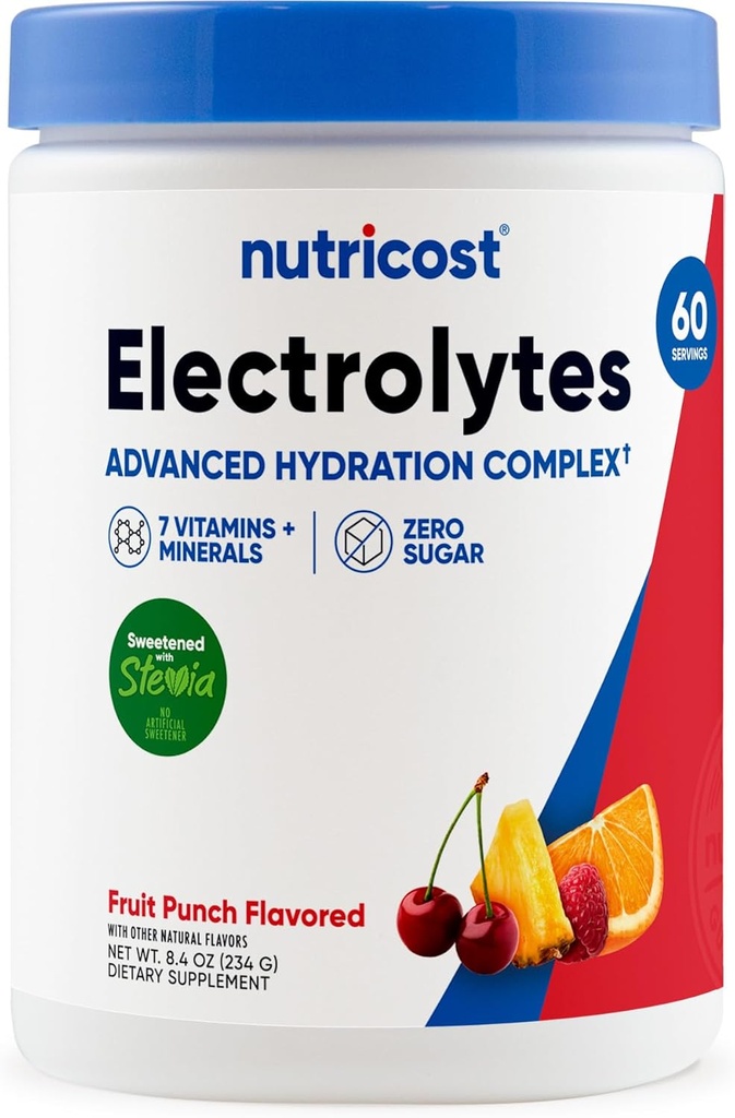 Nutricost Electrolyte Complex Powder (60 Servere, frugt punch) - hydrering supplement drikke mix med vitaminer og mineraler