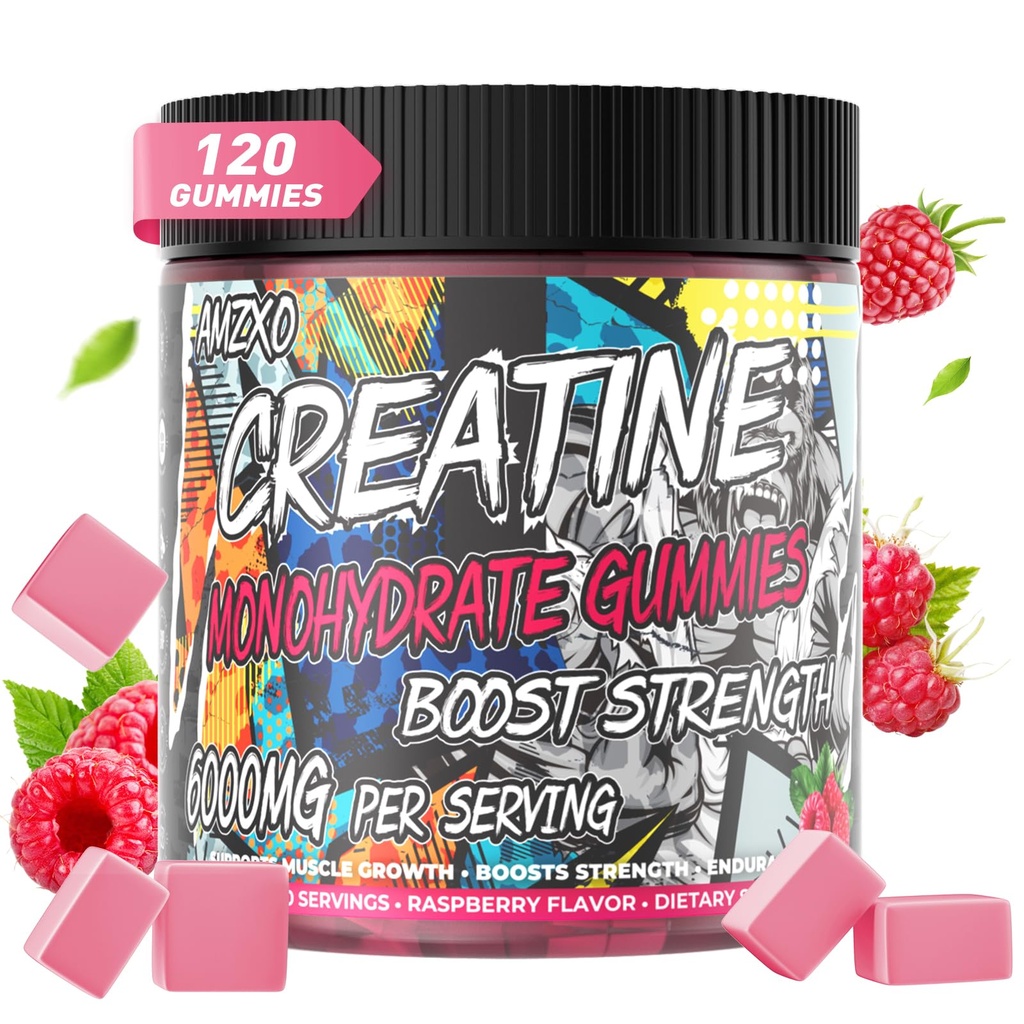 Creatine Monohydrate Gummies 6g for Men Women,Complex Creatine Monohydrate Chewable for Muscle Strength,Muscle Building,Energy Boost,Pre-Workout Energy Supplement,Vegan Raspberry - 120 Count