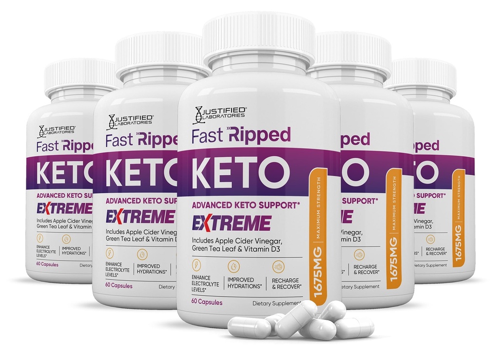 (5 Pack) Fast Ripped Keto ACV ekstreme piller 1675MG Keto Support Blend Capsule Alternativ til Keto ACV Gummies Formulerede Apple Cider Vinagra Extra Virgin Olivenolie Powder Green Tea Leaf 300 Kapsler