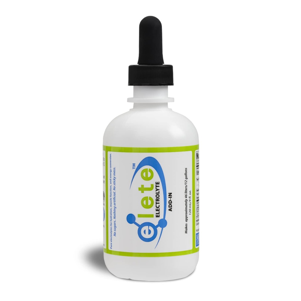 elete Electrolyte Add- in Hydration Drops • 124; Natrium, Magnesium, Kalium & Trace Minerals • 124; Uden smag, Alle naturlige • 124; Leg & Muscle Cramp Relief • 124; Omformer enhver drik til en sportsdrik, 4 Ounce