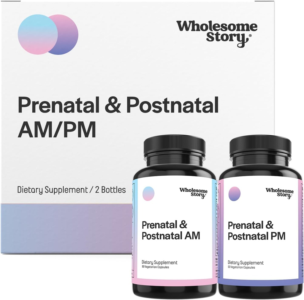Premium biotilgængelige prænatale og postnatale vitaminer til kvinder med DHA, Folate & Iron Measures 124; 100% af essentielle vitaminer til graviditet & Amning Kvinder Measures 124; 2 flasker optimeret AM & PM Doser 30 dages forsyning