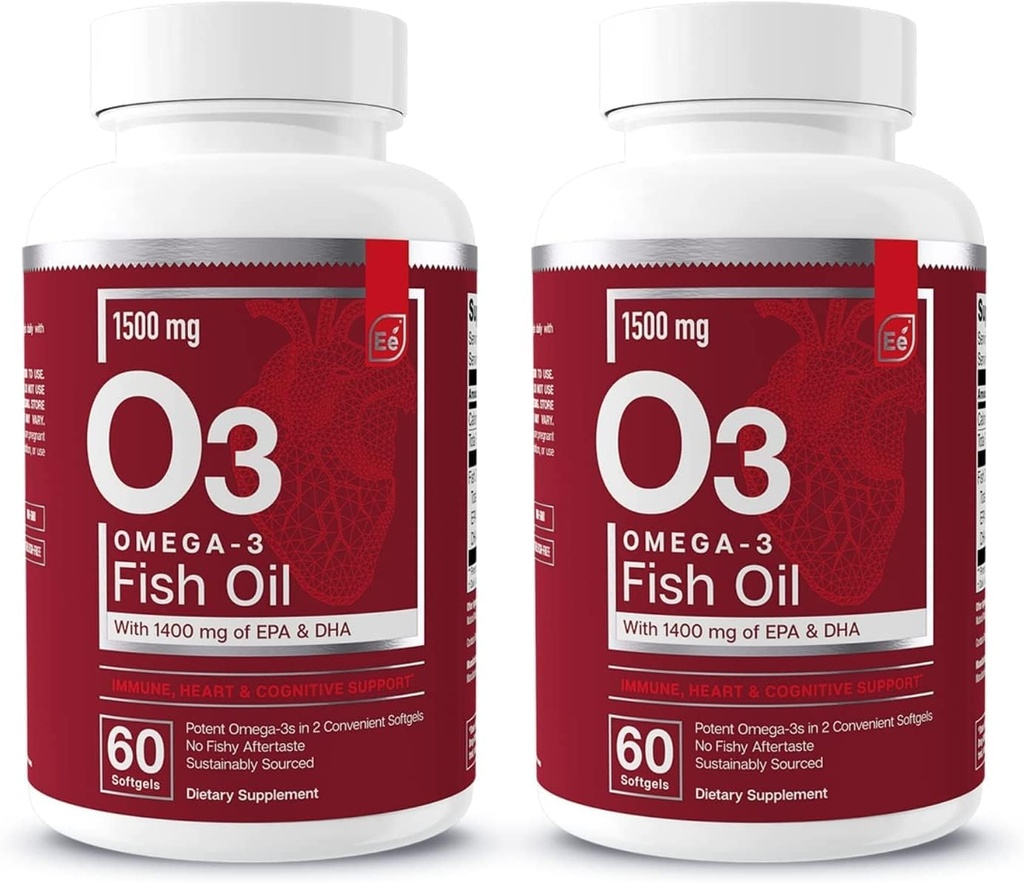 Essential Elements Omega-3 Fish Oil Supplement with EPA & DHA | Fatty Acids for Immune, Heart & Cognitive Support | Omega-3 Fish Oil 120 Softgels (2-Pack)