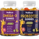 Omega 3 Gummies & Probiotic Gummies Bundle - Brain Growth, Eye Health, Digestive Support in Kid-Friendly Gummies
