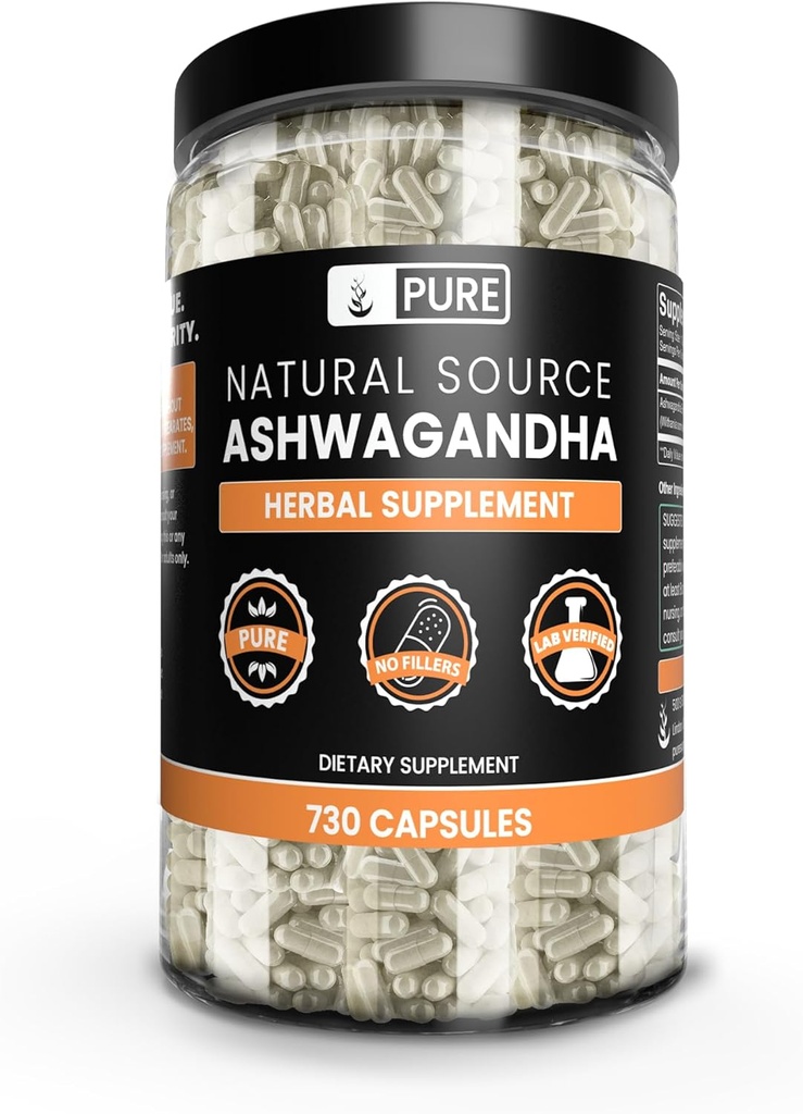 Pure Original Ingredienser Ashwagandha (730 kapsler) Ingen Magnesium eller ris Fillers, Altid Pure, Lab Verified