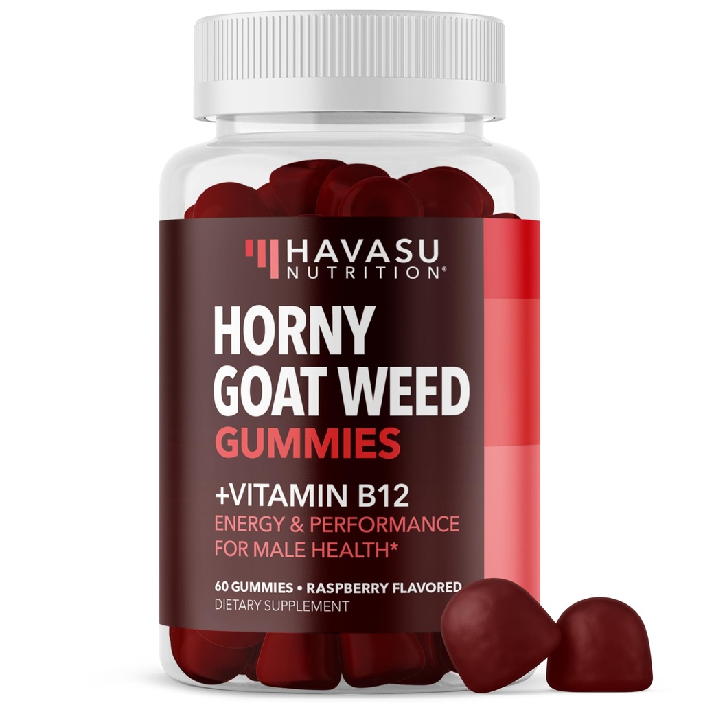 Horny Geat Weed Gummies med vitamin B12 - Energi, Endurance & Performance Support til Mand Sundhed - 60 Greve - Vegetarisk-Venlig, Ikke-GMO, Pectin- baseret - Raspberry Flavor, 1 Måned Supply