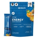 10X Sundhed - Energy Wave Crusher - Energy Drink med 200mg Koffein, BCAA, B Vitamin, Accelerated Absorption - Tropical Punch Pre- Workout Drink - 15 Drink Mix Pakninger (Wave Crusher - Energi)