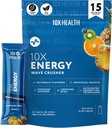 10X Sundhed - Energy Wave Crusher - Energy Drink med 200mg Koffein, BCAA, B Vitamin, Accelerated Absorption - Tropical Punch Pre- Workout Drink - 15 Drink Mix Pakninger (Wave Crusher - Energi)