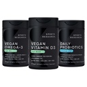 Sports Research® Vegan Supplements Pack - Vegan Vitamin D3 5000iu + Vegan Omega-3 Fish Oil Alternative + Daily Probiotics with Prebiotics, 60 Billion CFU