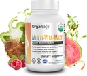 Organixx Vegan Multivitamin til kvinder & mænd, med C-vitamin, D3, B-vitamin Complex, Probiotika, Organiske Frugter og Grøntsager, Understøtter fordøjelse, Gut Sundhed, immunforsvar, 90 Gel kapsler