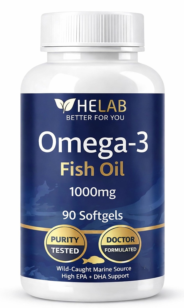 Omega 3 Fish Oil Supplementt (90 Count) Wild Caught Omega3 Fish Oil High EPA DHA Rich in Fatty Acid | Omega-3 Supplements for Women & Men | Purified Omega3 Fatty Acid, Non-GMO, Burpless Softgels