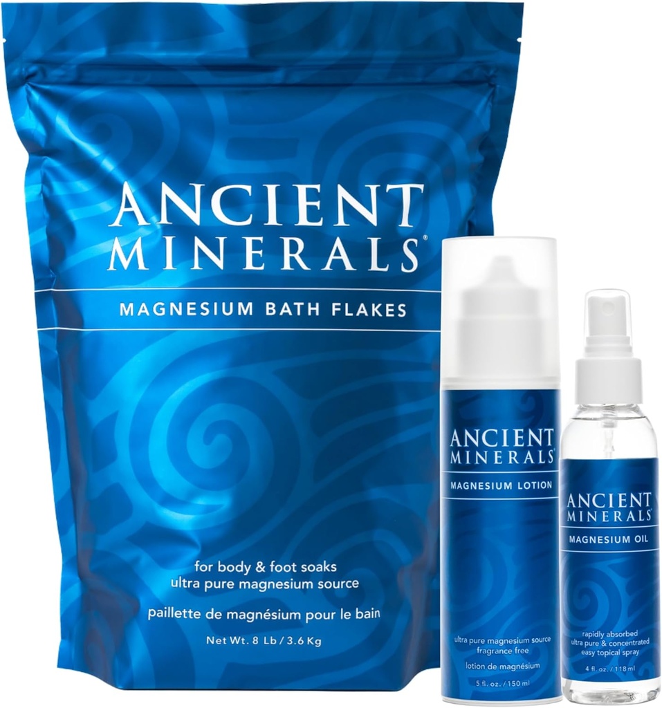 Ancient Minerals Magnesium Bath Flakes - Magnesium Oil Spray og Magnesium Lotion - Pure Ægte Zechstein Chlorid