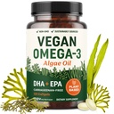 Vegan Omega 3 Algae Oil | Plant Based DHA EPA | Sustainably Sourced, No Carrageenan | Heart, Brain & Eye Health Support | Fish Oil Alternative | Omega 3 Fatty Acid Supplements | 120 Softgels