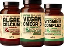Vegan Omega 3 180 Softgels & Algae Calcium & Vitamin B Complex Bundle - Plant Based DHA & EPA, Calcium Supplement from Red Algae, Essential B Vitamins