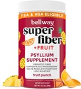 Bellway Super Fiber Powder + Frugt, Sukker Free Organic Psyllium Husk Powder Fiber tillæg for regelmæssighed, Bloating Relief & fordøjelsessundhed, Plant- baseret, Frugt Punch (50 Servere)