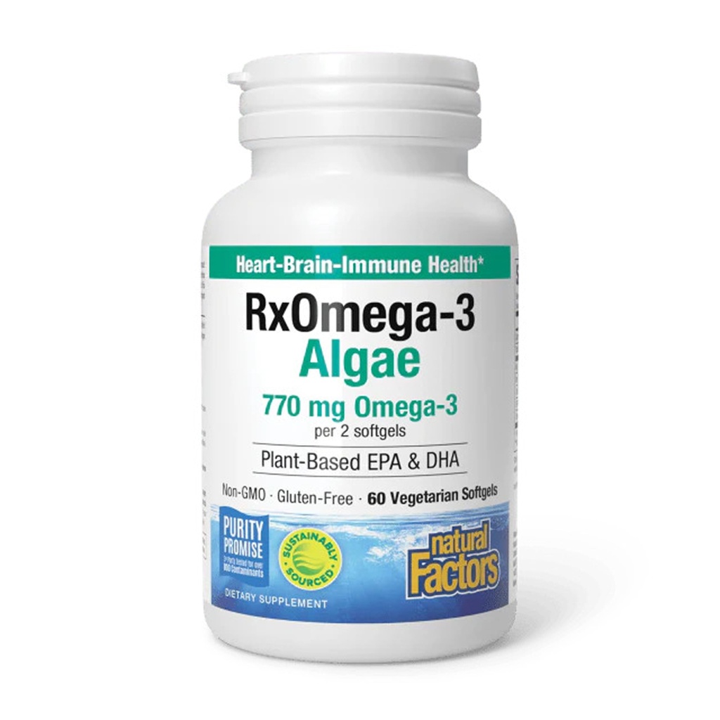 Natural Factors RxOmega-3 Algae 770 mg, 60 Softgels