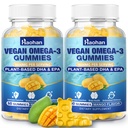 Omega-3 Gummies for Adults, Orange Flavor – Sugar-Free, Algae-Derived DHA 600mg & EPA 300mg, with Vitamins A, C, E, Zinc, 120 Gummies
