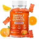 Omega 3 Fish Oil Gummies, Delicious Orange Flavor Fish Oil Gummy Supplements for Joint, Heart Health, & Brain Support (60 Count（Pack of 1）)