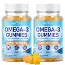 2 Pack Vegan Omega-3 Gummies - 1600mg with 600mg EPA & 400mg DHA. High Absorption Formula. Delicious Orange Flavor - 120 Gummies