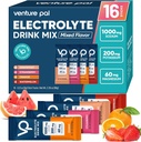 Venture Pal High Sodium Sugar Free Electrolytes Powder Packet - Hydration Pakker med Vitamin, Natrium & Kalium- 124; Zero Calories