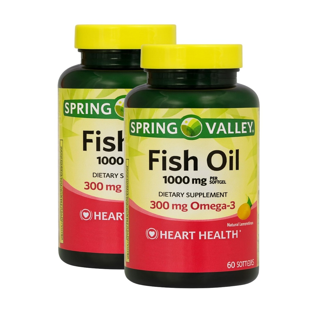Omega 3 Fish Oil 1000mg – 60 Softgels, Omega-3 Supplements for Women and Men, Fish Oil Fatty Acid, Daily Essential Supplement (Pack of 2)