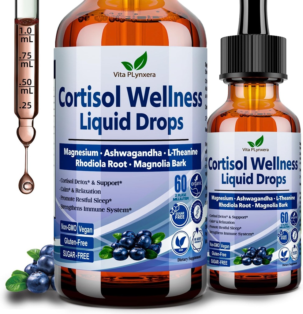 Cortisol Kosttilskud til kvinder & mænd, 17- in-1 Cortisol Reducer Detox Manager w. Magnesium Glycinate Ashwagandha, L- Theanine, Phosphatidylserin, Hormon Balanceret for kvinder, Recess Mood Food Focus, Sleep