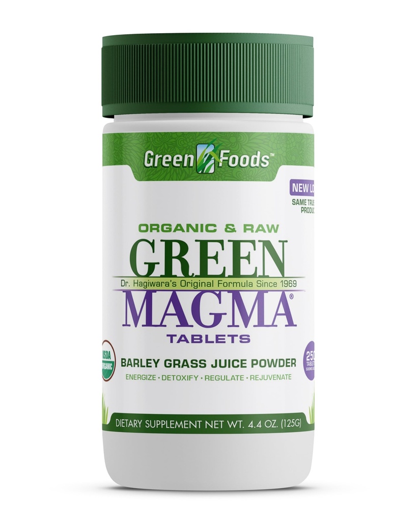 Grønne fødevarer Original Green Magma Barley Grass Nutritional Supplement, 250 tabletter (500mg Ea) Certificeret økologisk