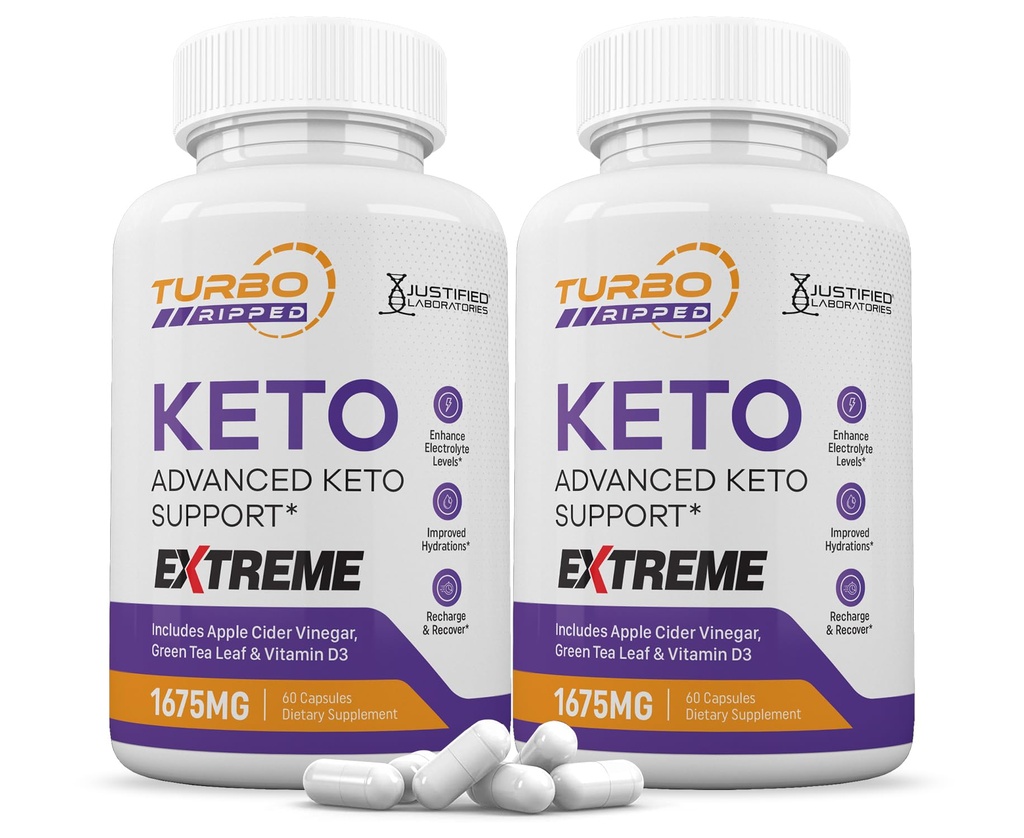 (2 Pack) Turbo Ripped Keto ACV Extreme Pills 1675MG Keto Support Blend Capsule Alternativ til Keto ACV Formuleret med Apple Cider Vinagra Extra Virgin Olivenolie Powder Green Tea Leaf 120 Kapsler