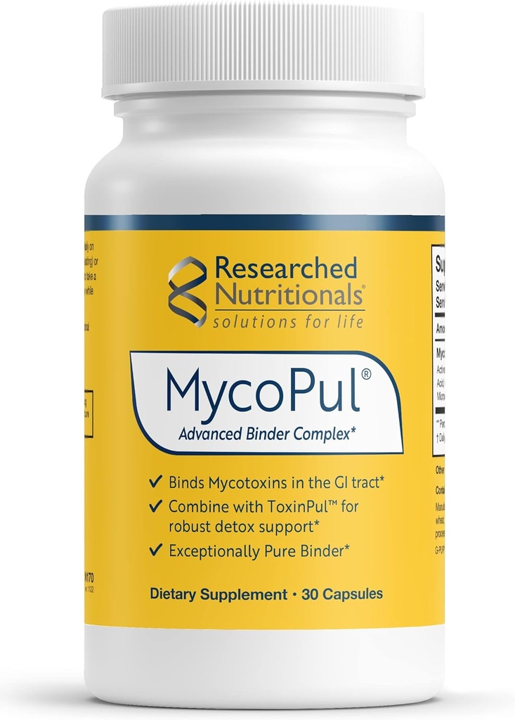 MycoPul - Advanced Mycotoxin Binder Complex, Zeolite Detox, Humic Acid, Fulvic Acid & Aktiveret Charcoil til GI Tract Detox, Clinically Researched Mold Binders, 30 Kapsler
