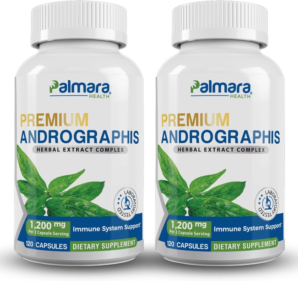 Palmara Health Premium Andrographs Paniculata Extract 2 Pack - 1,200mg (100mg Andrographolides) per Servering, Non- GMO, Vegan, Gluten Free