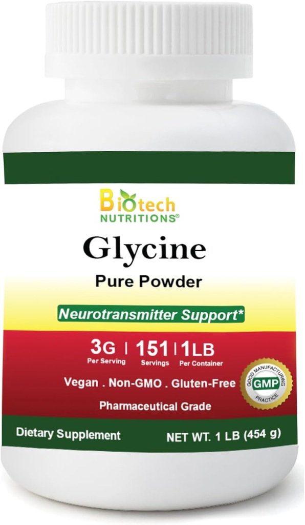Pure Glycine Powder 16 oz Gluten Free Non- GMO Made in USA