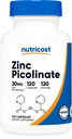 Nutricost Zinkpicolinat 30mg, 120 kapsler - Gluten Free and Non- GMO