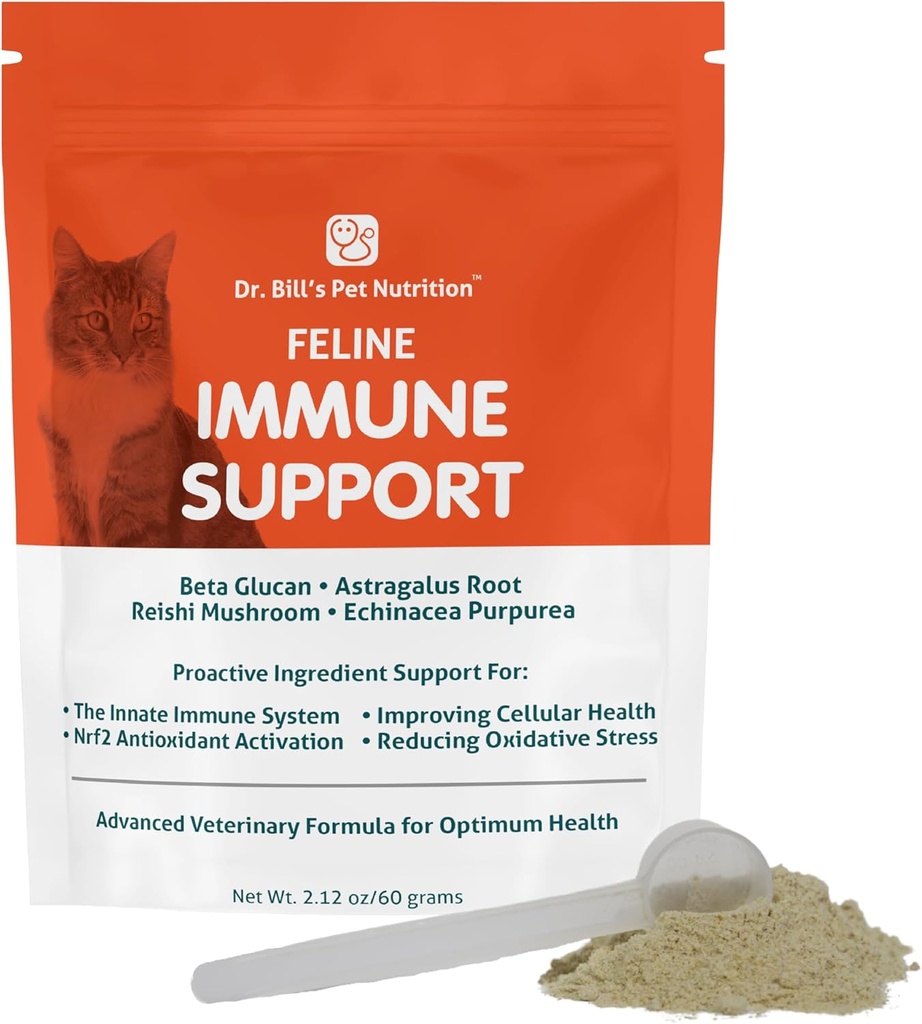 Dr. Bill 's Feline immunforsvar; øger kat Immunitet og sundhed med Colostrum, Beta glucan, Tyrkiet Tail Mushroom, Zink & Vitamin C
