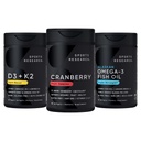 Sports Research® Multivitamin Pack - Cranberry Fruit Complex Supplement, Vitamin D3 5000iu + K2 100mcg, and Alaskan Omega-3 Fish Oil 1250mg