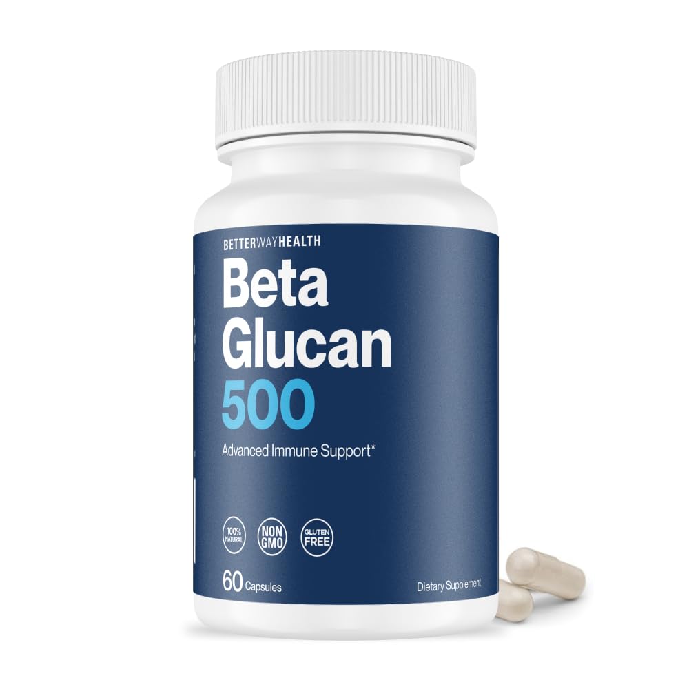 Better Way Health ™ - Advanced Immune Readiness - Meget renset 1,3 / 1,6 Beta glucan 500 - Klinisk testet immunforsvar - 500mg / 60 kapsler (pakke med 1)