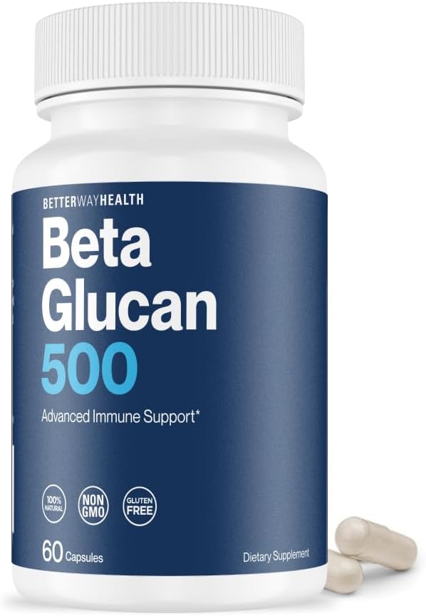 Better Way Health ™ - Advanced Immune Readiness - Meget renset 1,3 / 1,6 Beta glucan 500 - Klinisk testet immunforsvar - 500mg / 60 kapsler (pakke med 1)