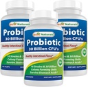 Bedste Naturals Probiotiske 10 Strops 30 Millioner Hylde Stabil 120 Veggie Caps (120 Greve (pakke med 3))