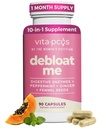Debloat Me Supplements – 6 Digestive Enzymes for Women with Papain, Fennel, Peppermint & Ginger – For Digestion, Gas & Bloating – Encourages Digestive Wellness & Regular Bowel Movements – 90 Capsules