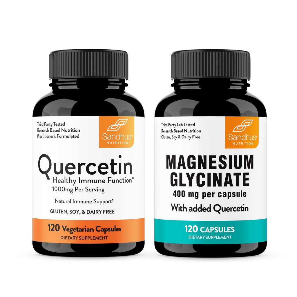 Sandhus Quercetin & Magnesium Glycinate Komplekse kapsler 124; understøtter immunforsvar, muskelsundhed og kvalitetssøvn